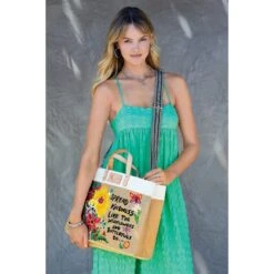 Be Kind East West Burlap Tote -Brighton Shop be kind east west burlap tote multi 4