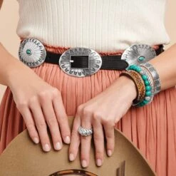 Blackbird Concho Belt -Brighton Shop blackbird concho belt black turquoise 4