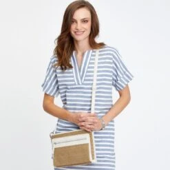 Brooklyn Straw Cross Body Organizer -Brighton Shop brooklyn straw cross body organizer wheat white 6