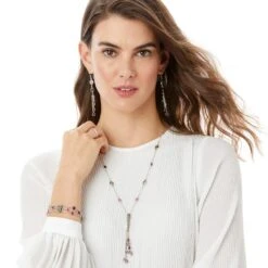 Elora Gems Y Necklace -Brighton Shop elora gems y necklace silver blush 3