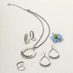 Interlok Braid Drop Necklace 8 Interlok Braid Drop Necklace -Brighton Shop interlok braid drop necklace silver 2