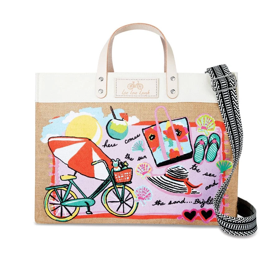 Life Is A Beach East West Burlap Tote 2 Life Is A Beach East West Burlap Tote