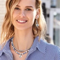 Mingle Shores Beaded Disc French Wire Earrings 7 Mingle Shores Beaded Disc French Wire Earrings -Brighton Shop mingle shores beaded disc french wire earrings silver blue 2