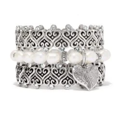 Ornate Heart Pearl Stretch Bracelet -Brighton Shop ornate heart pearl stretch bracelet silver pearl 1 407be48c c15c 4985 9ac8 97925d33c085