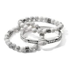 Pebble Dot Dream Howlite Hinged Bangle -Brighton Shop pebble dot dream howlite hinged bangle silver white 2