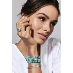 Pebble Turquoise Stretch Bracelet 7 Pebble Turquoise Stretch Bracelet -Brighton Shop pebble turquoise stretch bracelet silver turquoise 2