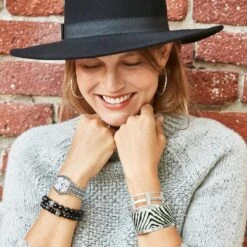 Pop Appeal Viva Stripes Cuff -Brighton Shop pop appeal viva stripes cuff silver black 2 db4da010 10ac 4912 aa4d ec58ec0fd979