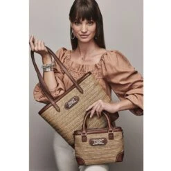 Tara Straw Tote -Brighton Shop tara straw tote natural bourbon 3