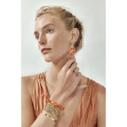 Terra Gold Stretch Bracelet -Brighton Shop terra gold stretch bracelet orange 3