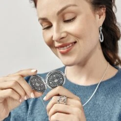 Vita Long Locket Necklace -Brighton Shop vita long locket necklace silver 4